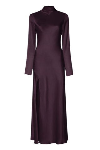 Satin Draped Neck Bias Dress | Mulberry