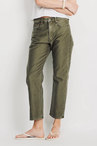 Lindsay Slim Boyfriend Pant | Olive Green Bedford Cord