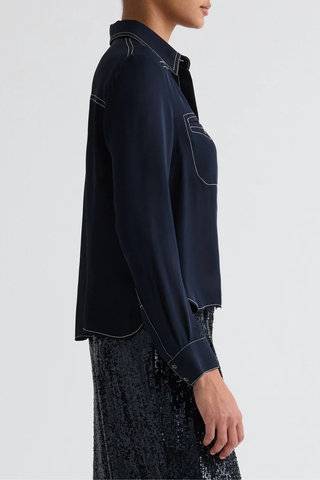 Carter Topstitch Shirt | Midnight