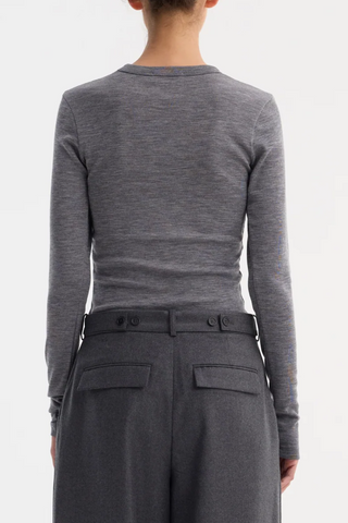 Fine Merino Long Sleeve Top | Mid Grey Melange