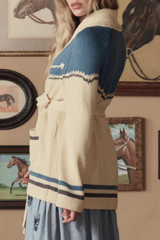 The Western Riding Cardigan Sweater | Robin Blue