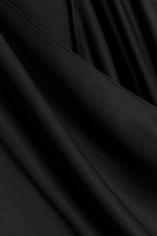 Halia Draped Satin Romper | Black