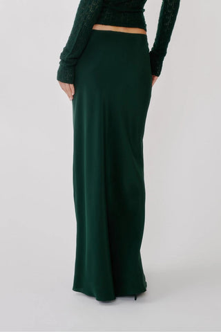 Grace C Scallop Trim Bias Maxi Pull On Skirt | Hunter Green
