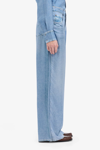 Aloe Silk Faux Denim Trousers | Denim 515240