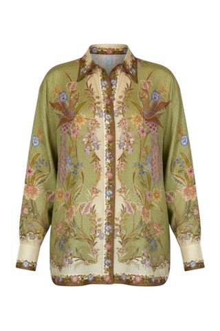 Indra Relaxed Shirt | Khaki Scarf Floral