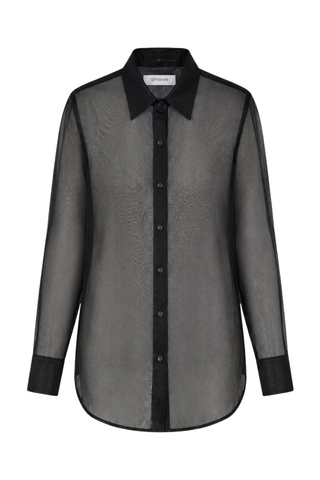 Silk Organza Oversized Shirt | Black