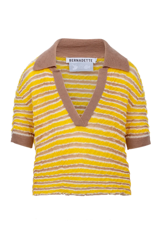 Ophelia Polo | Yellow Beige Wavy Stripes