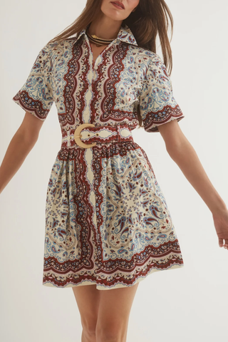 Malena Mini Dress | Paisley Scarf Ivory