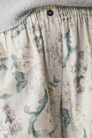 "Peonia My Love" Linen Blend Hopsack Bermuda Shorts | Glicine