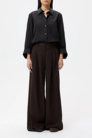 Dude Shirt with Crystal Collar | Black