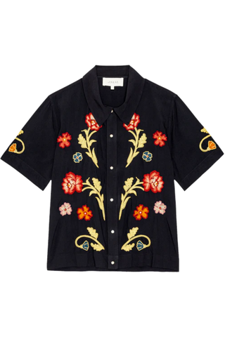 The Embroidered Paloma Top | Black