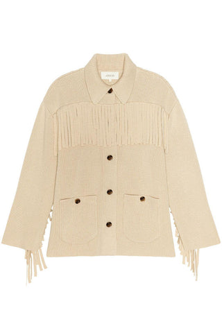 The Western Fringe Sweater Jacket | Natural