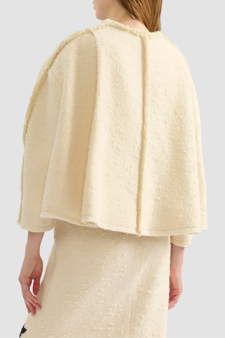 Embroidered Bouclé Cropped Jacket | Ivory