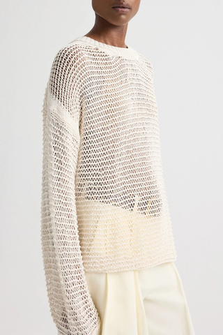 Wide Crew L/S Pullover | White