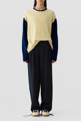 Pinstripe Carpenter Pant | Navy/Butter