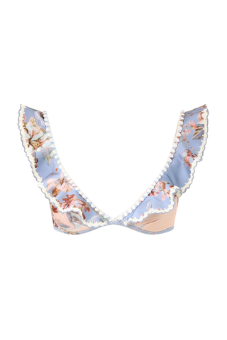 Awaken Crochet Tri Bikini Top | Blue Stripe