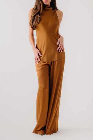 Una Cowled Halter Tunic | Tobacco