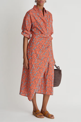 Alexia Wrap Dress | Night Blooms Firecracker