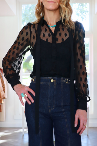 Soraya Lace Neck-Tie Blouse | Noir