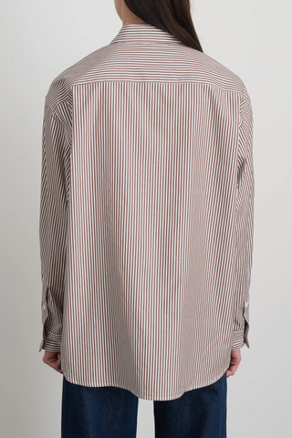Nolan Shirt | Brown/White Stripe