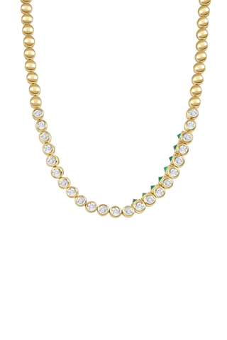 Tubbo Sideway Diamond and Emerald Tennis Necklace