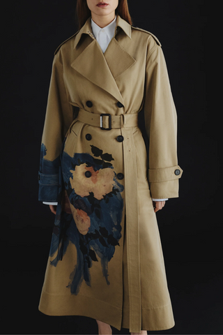 Trench Coat | Brushstroke Rose Camel