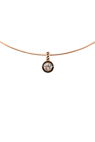 Round Diamond with Black Enameling Charm
