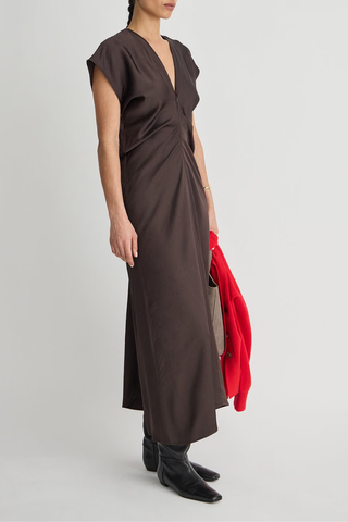 Monde Drape Bias Maxi Dress | Black Coffee