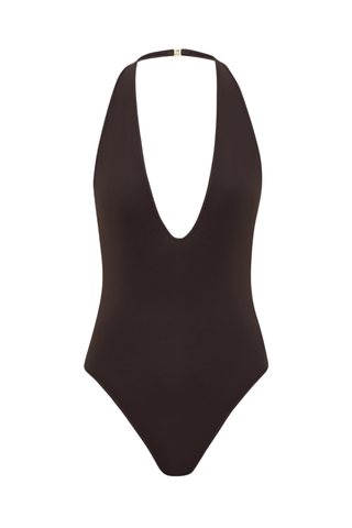Luna Halter Bodysuit | Chocolate