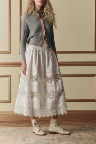 The Rosette Crochet Canary Skirt | Cream
