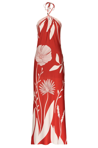 Entrelazada Dress | Red Floral Border