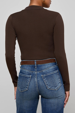 Elisabetta Knit Bodysuit | Dark Brown/Gold