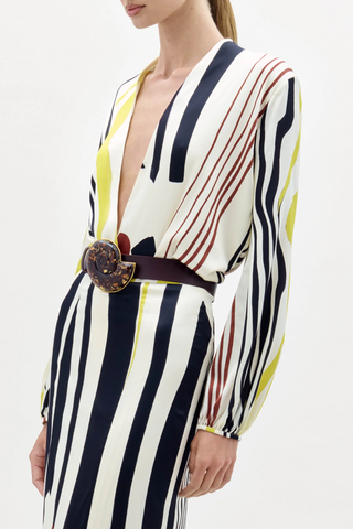 Honey Blouse | Distorted Multi Color Stripes
