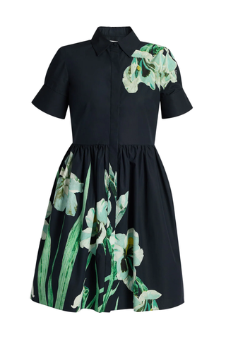 Floral Cotton Short Sleeve Mini Dress | Mirrored Orchid