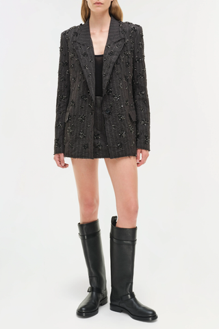 Murphy Embellished Blazer | Charcoal Stripe