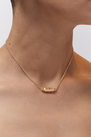 Micro Coco Emerald Locket Necklace | 37cm