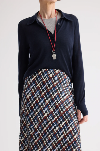 Leather A-Line Skirt | Blue Multi