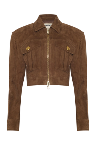 Micah Oversized Suede Jacket | Walnut