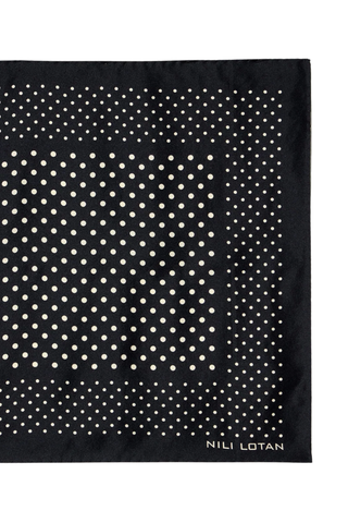 Silk Twill Dot Scarf | Black/Cream Multi Dot
