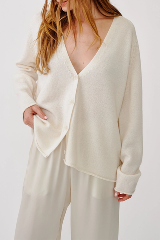 Samson Relaxed Saddle Raglan Cardigan | Gardenia