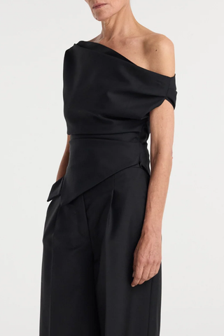Off Shoulder Lapel Top | Black