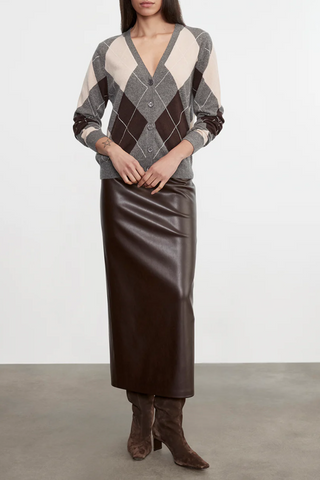 Leather Curve Skirt | Dark Brown