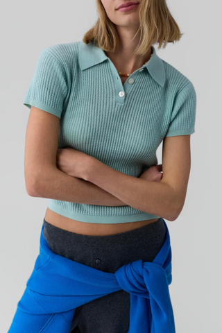 Shrunken Polo In Cashmere | Seaglass
