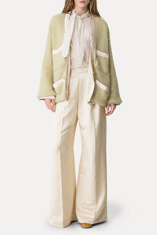 Satin Lined Mohair Waffle Cardigan | Lichene