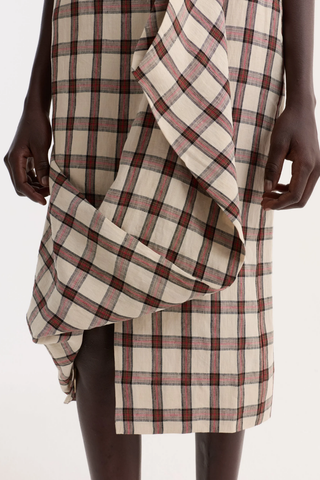 Draped Check Skirt | Red Table Check