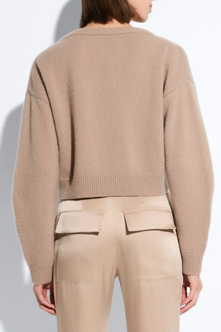 Cashmere Cropped V Neck Sweater | Oat