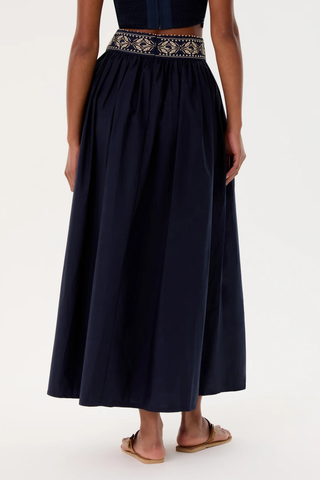Ombretta Iris Embroidery Skirt | Navy Blue