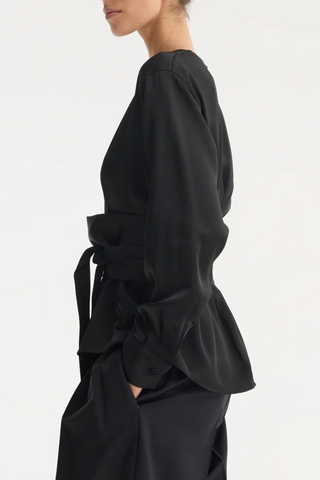 Kimono Satin Top | Black