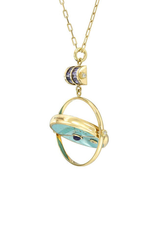 Grandfather Compass Pendant Necklace | Turquoise and Tanzanite