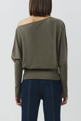 Lavina Draped Off Shoulder Sweater | Sea Turtle